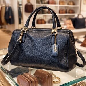 Coach Black Pebbled Leather Satchel Crossbody Gold Hardware Classic